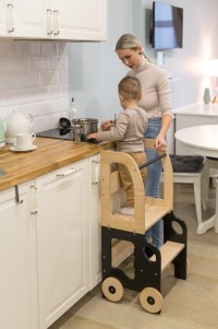 Väikelapse köögitorn/laud ja tool Car Model 2in1, kahevärviline, UUED TOOTED, Lastelauad, toolid, Arvuti-ja kirjutuslauad, Lastetoolid, Lastemööbel ja sisustus